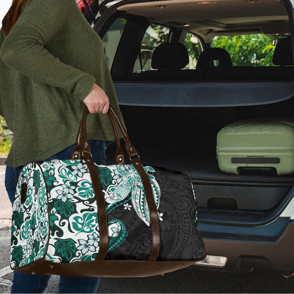 Monstera Plumeria Flowers Teal Travel Bag Polynesian Pattern LT01 - Polynesian Pride