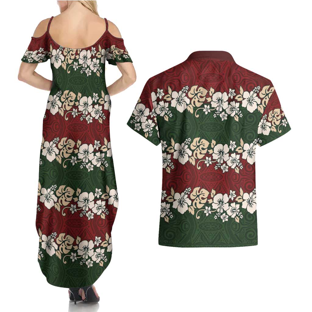 Hawaiian Hibiscus Christmas Color Couples Matching Summer Maxi Dress and Hawaiian Shirt Unique