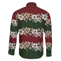 Hawaiian Hibiscus Christmas Color Family Matching Off The Shoulder Long Sleeve Dress and Hawaiian Shirt Unique