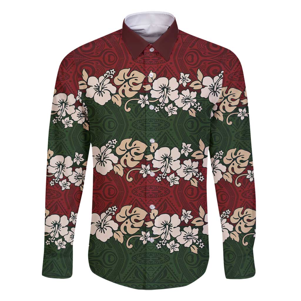 Hawaiian Hibiscus Christmas Color Family Matching Off Shoulder Short Dress and Hawaiian Shirt Unique
