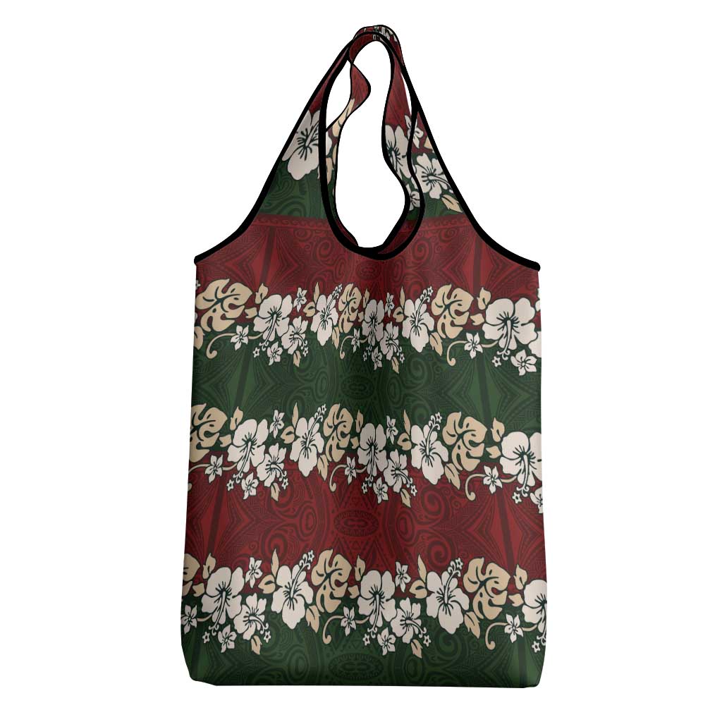 Hawaiian Hibiscus Christmas Color Grocery Bag Unique