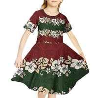 Hawaiian Hibiscus Christmas Color Kid Short Sleeve Dress Unique