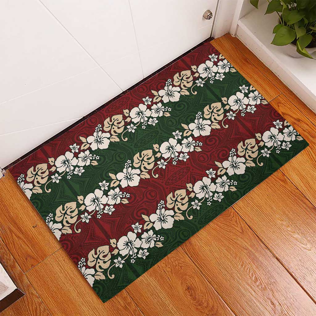 Hawaiian Hibiscus Christmas Color Rubber Doormat Unique