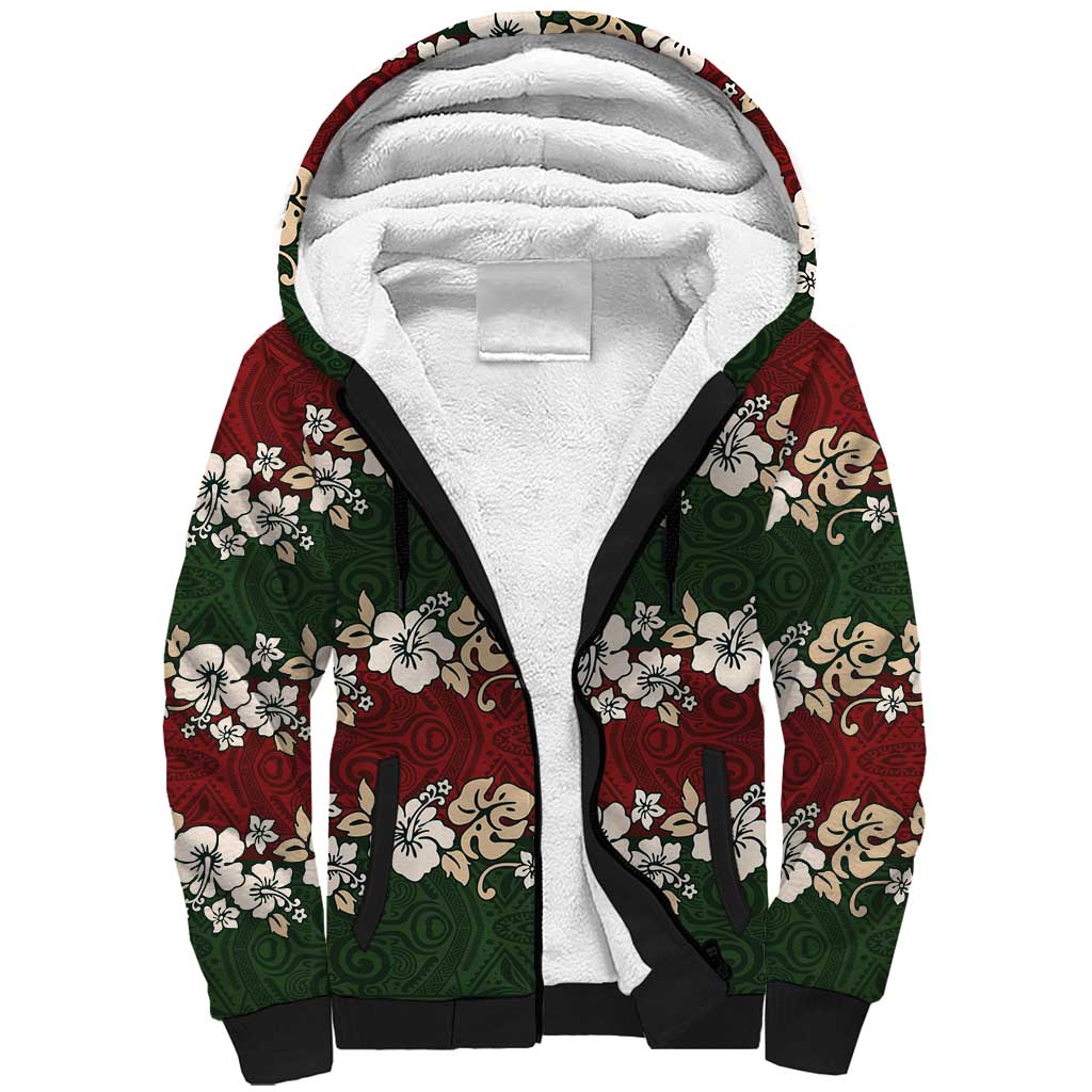 Hawaiian Hibiscus Christmas Color Sherpa Hoodie Unique