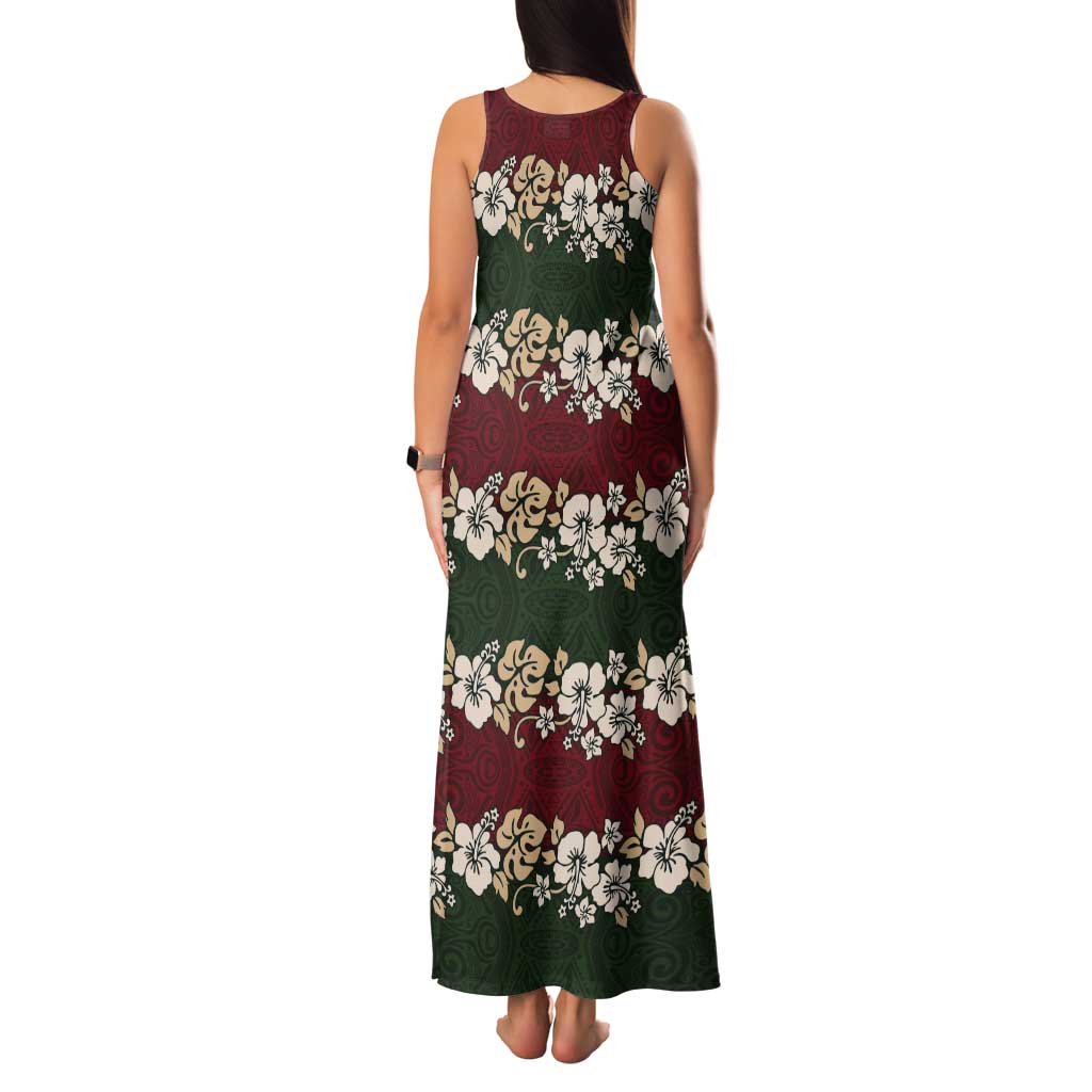 Hawaiian Hibiscus Christmas Color Tank Maxi Dress Unique