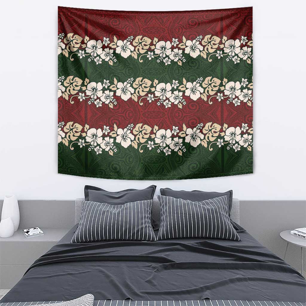 Hawaiian Hibiscus Christmas Color Tapestry Unique
