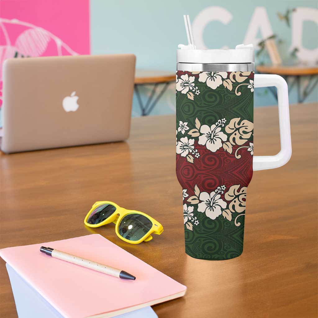 Hawaiian Hibiscus Christmas Color Tumbler With Handle Unique