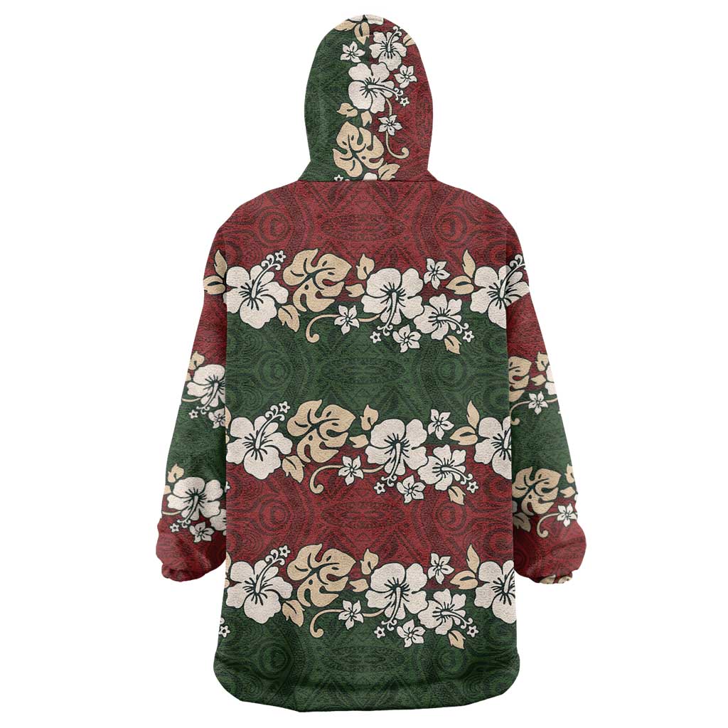 Hawaiian Hibiscus Christmas Color Wearable Blanket Hoodie Unique