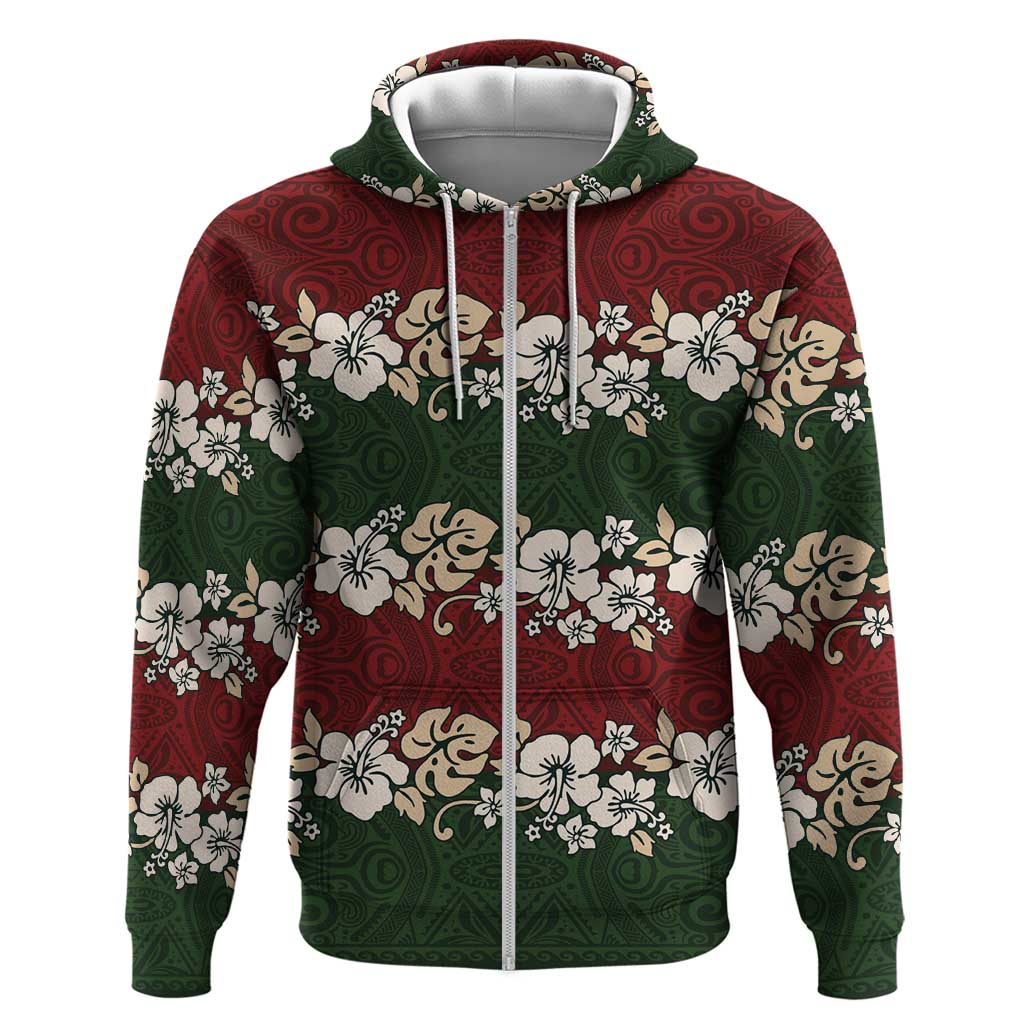 Hawaiian Hibiscus Christmas Color Zip Hoodie Unique