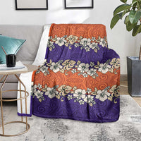Hawaiian Hibiscus Blanket Orange and Purple Unique