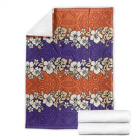 Hawaiian Hibiscus Blanket Orange and Purple Unique