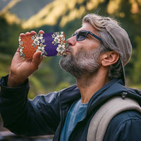 Hawaiian Hibiscus 4 in 1 Can Cooler Tumbler Orange and Purple Unique