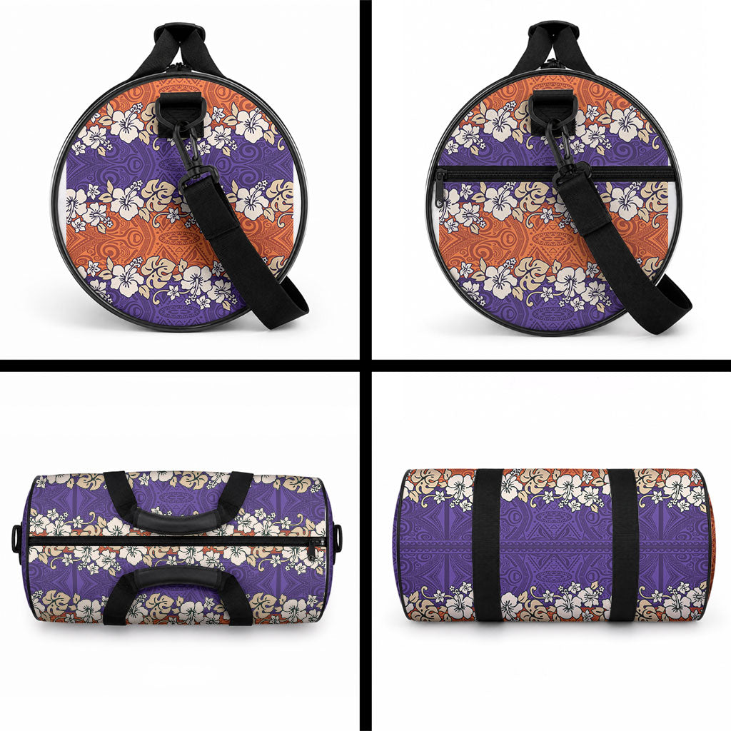 Hawaiian Hibiscus Duffle Bag Orange and Purple Unique LT01 - Polynesian Pride