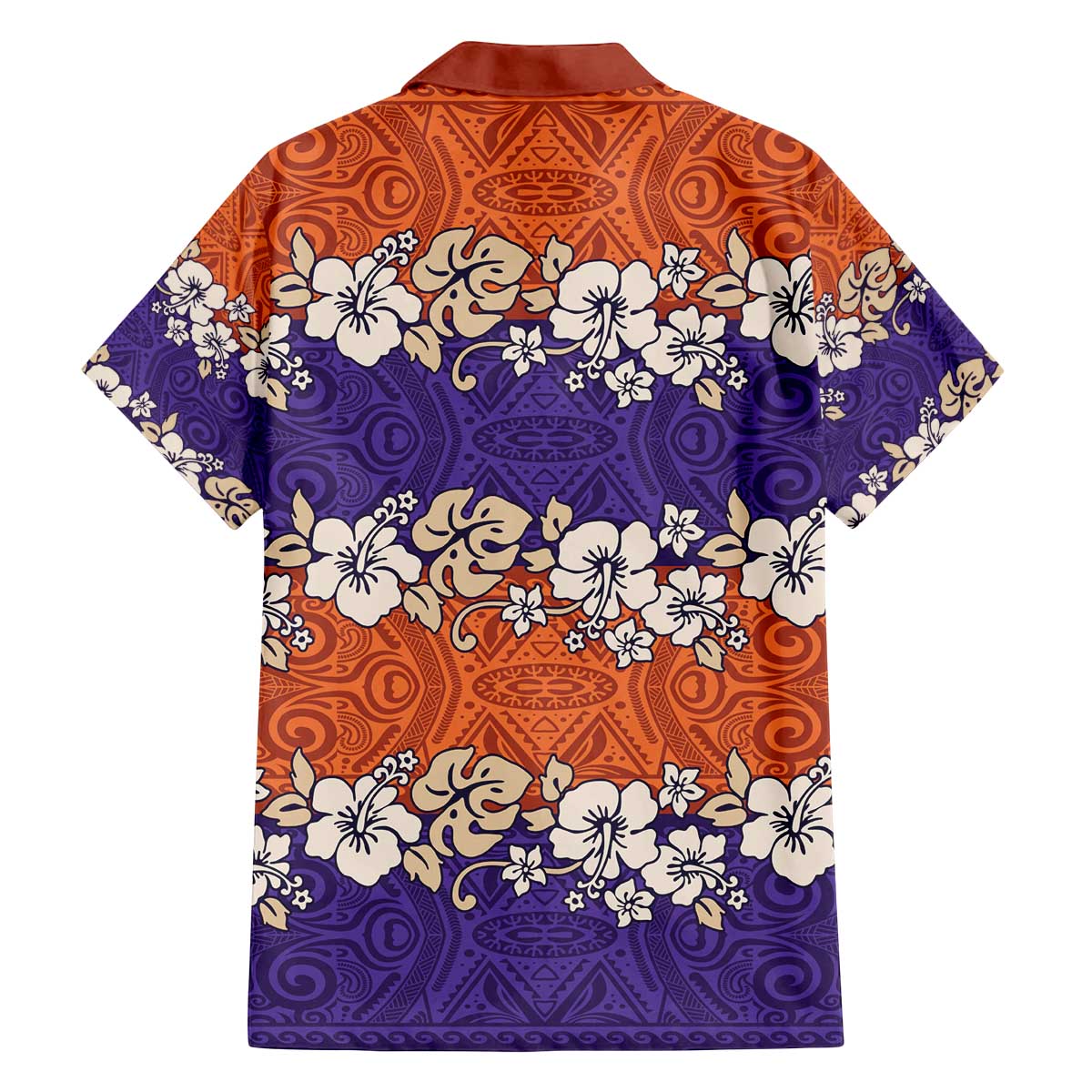 Hawaiian Hibiscus Family Matching Off The Shoulder Long Sleeve Dress and Hawaiian Shirt Orange and Purple Unique