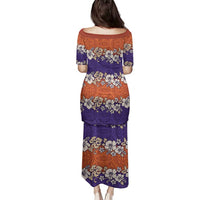 Hawaiian Hibiscus Family Matching Puletasi and Hawaiian Shirt Orange and Purple Unique