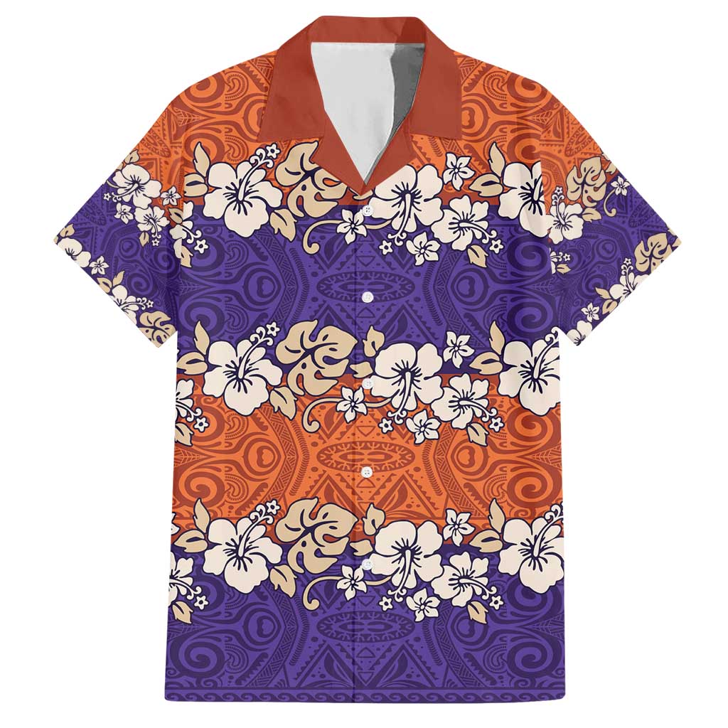 Hawaiian Hibiscus Hawaiian Shirt Orange and Purple Unique