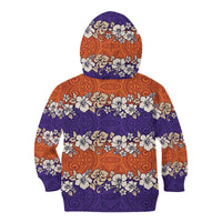 Hawaiian Hibiscus Kid Hoodie Orange and Purple Unique