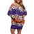 Hawaiian Hibiscus Off Shoulder Short Dress Orange and Purple Unique