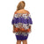 Hawaiian Hibiscus Off Shoulder Short Dress Orange and Purple Unique