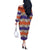 Hawaiian Hibiscus Off The Shoulder Long Sleeve Dress Orange and Purple Unique