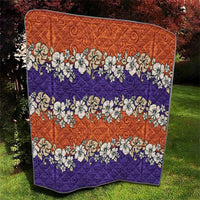 Hawaiian Hibiscus Quilt Orange and Purple Unique