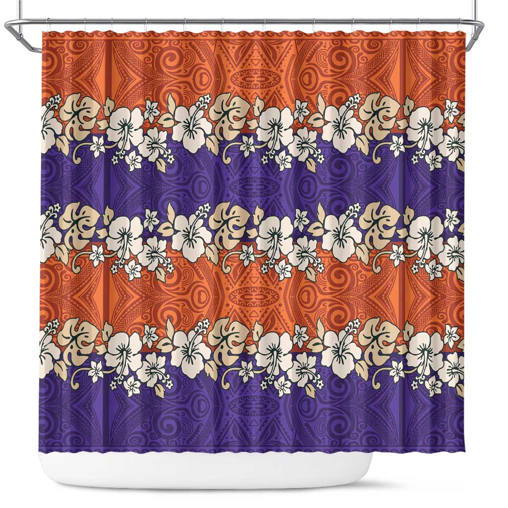 Hawaiian Hibiscus Shower Curtain Orange and Purple Unique