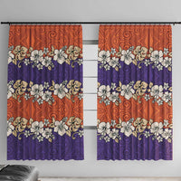 Hawaiian Hibiscus Window Curtain Orange and Purple Unique LT01 With Hooks Orange - Polynesian Pride