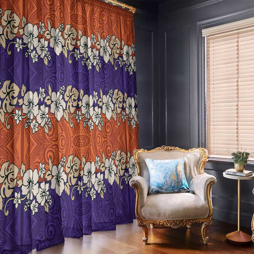 Hawaiian Hibiscus Window Curtain Orange and Purple Unique LT01 - Polynesian Pride