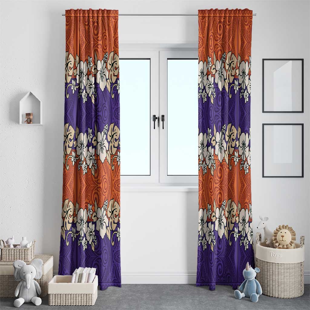 Hawaiian Hibiscus Window Curtain Orange and Purple Unique LT01 - Polynesian Pride