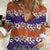 Hawaiian Hibiscus Women Casual Shirt Orange and Purple Unique