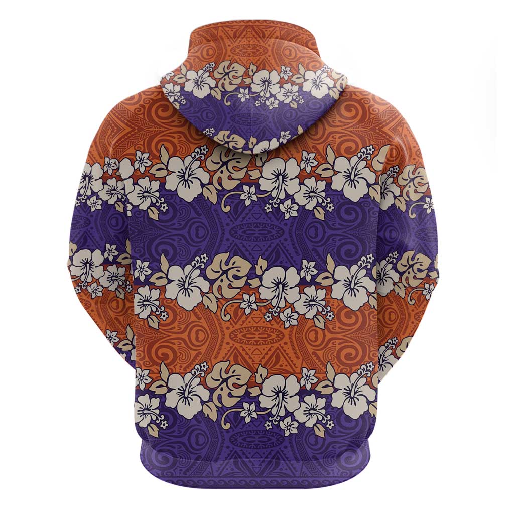Hawaiian Hibiscus Zip Hoodie Orange and Purple Unique LT01 - Polynesian Pride