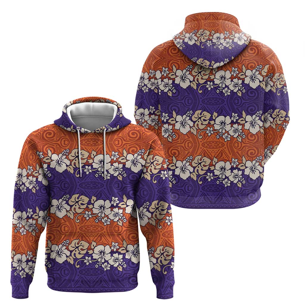 Hawaiian Hibiscus Zip Hoodie Orange and Purple Unique LT01 - Polynesian Pride