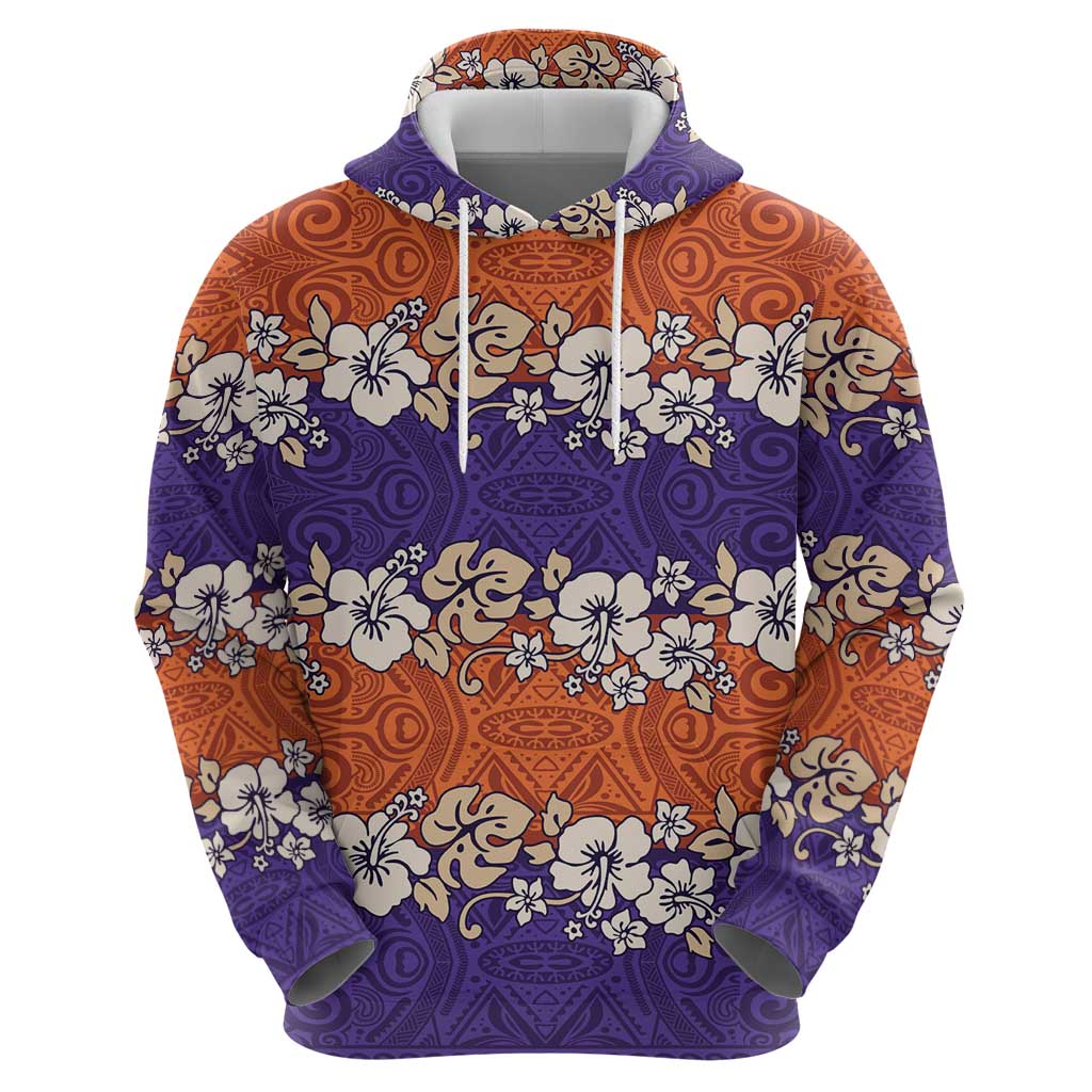 Hawaiian Hibiscus Zip Hoodie Orange and Purple Unique LT01 - Polynesian Pride