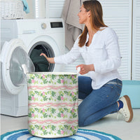 Monstera Tiare Plumeria Lei Pattern Laundry Basket Green Version LT01 - Polynesian Pride