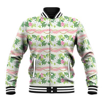 Monstera Tiare Plumeria Lei Pattern Baseball Jacket Green Version LT01 Unisex Green - Polynesian Pride
