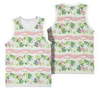 Monstera Tiare Plumeria Lei Pattern Basketball Jersey Green Version LT01 - Polynesian Pride