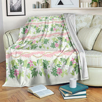 Monstera Tiare Plumeria Lei Pattern Blanket Green Version LT01 Green - Polynesian Pride