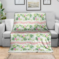 Monstera Tiare Plumeria Lei Pattern Blanket Green Version LT01 - Polynesian Pride