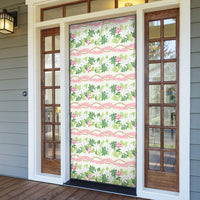 Monstera Tiare Plumeria Lei Pattern Door Cover Green Version LT01 - Polynesian Pride