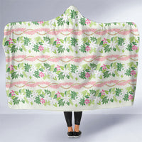 Monstera Tiare Plumeria Lei Pattern Hooded Blanket Green Version LT01 One Size Green - Polynesian Pride