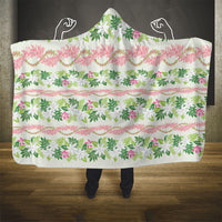 Monstera Tiare Plumeria Lei Pattern Hooded Blanket Green Version LT01 - Polynesian Pride
