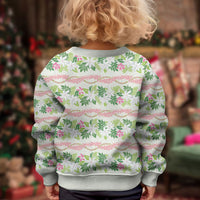 Monstera Tiare Plumeria Lei Pattern Kid Ugly Christmas Sweater Green Version LT01 - Polynesian Pride