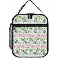 Monstera Tiare Plumeria Lei Pattern Lunch Bag Green Version LT01 10.2 × 8.3 × 4.3 inch Green - Polynesian Pride