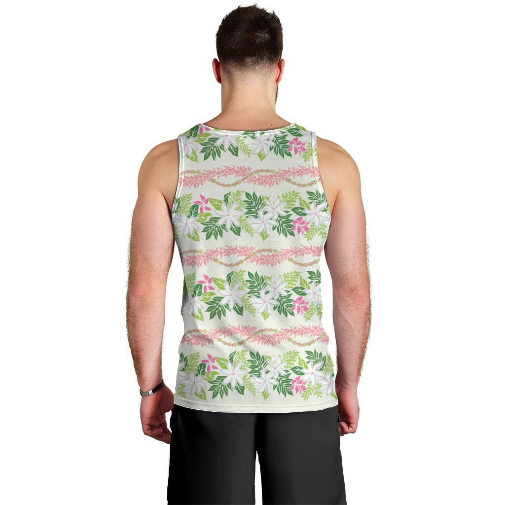 Monstera Tiare Plumeria Lei Pattern Men Tank Top Green Version LT01 - Polynesian Pride