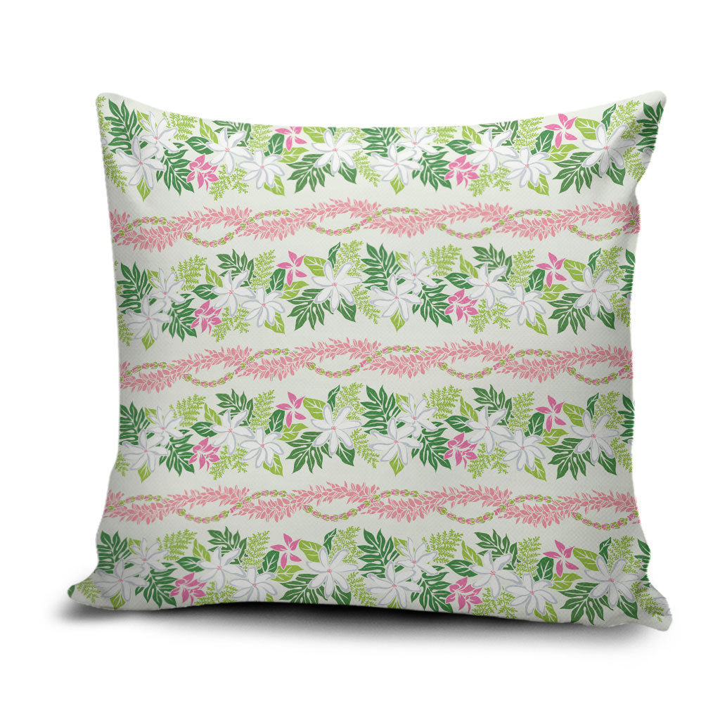 Monstera Tiare Plumeria Lei Pattern Pillow Cover Green Version LT01 Green - Polynesian Pride