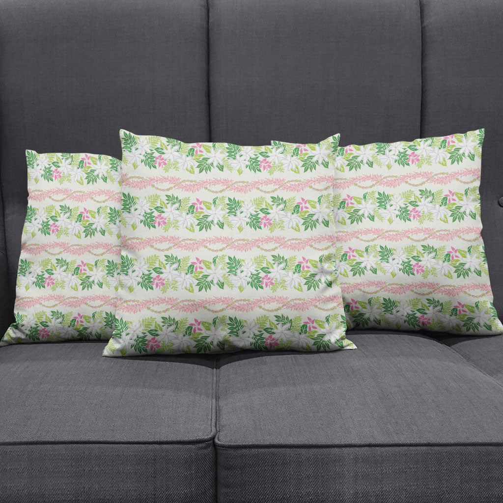 Monstera Tiare Plumeria Lei Pattern Pillow Cover Green Version LT01 - Polynesian Pride