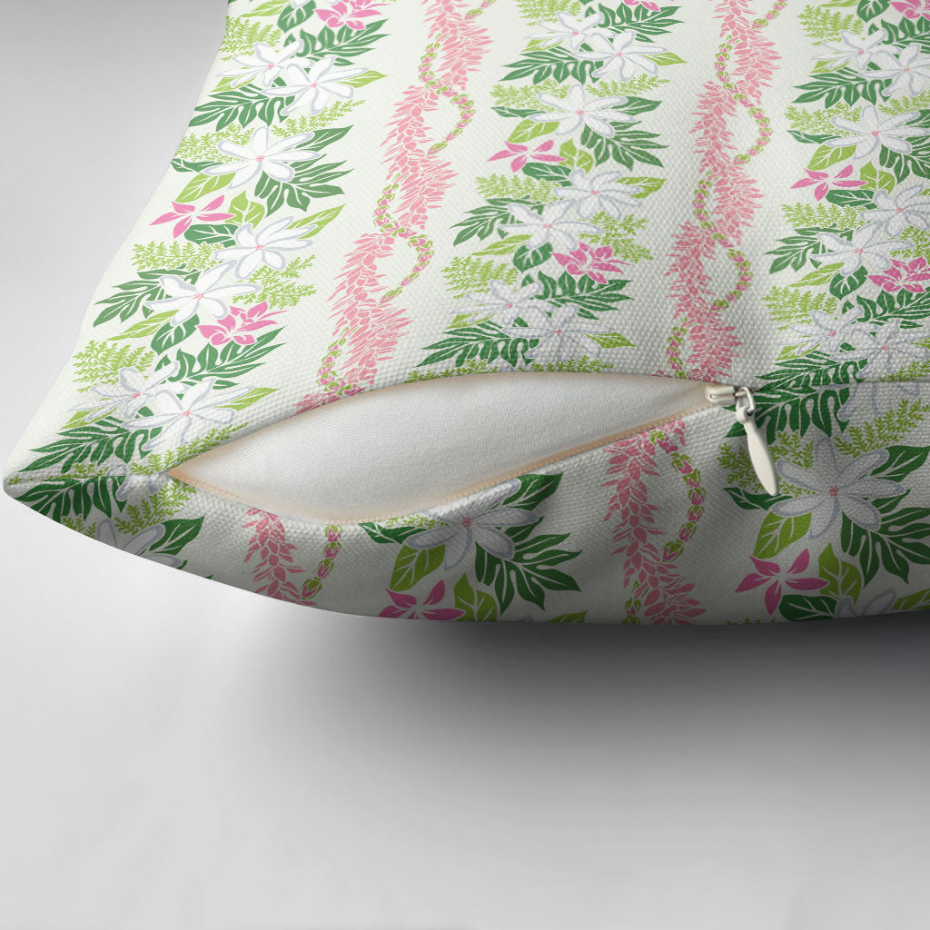 Monstera Tiare Plumeria Lei Pattern Pillow Cover Green Version LT01 - Polynesian Pride