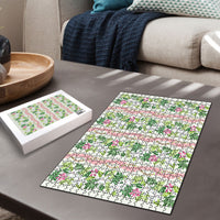 Monstera Tiare Plumeria Lei Pattern Puzzle Green Version LT01 - Polynesian Pride