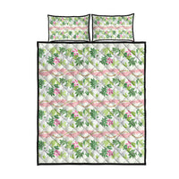 Monstera Tiare Plumeria Lei Pattern Quilt Bed Set Green Version LT01 - Polynesian Pride