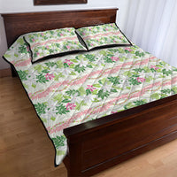 Monstera Tiare Plumeria Lei Pattern Quilt Bed Set Green Version LT01 - Polynesian Pride